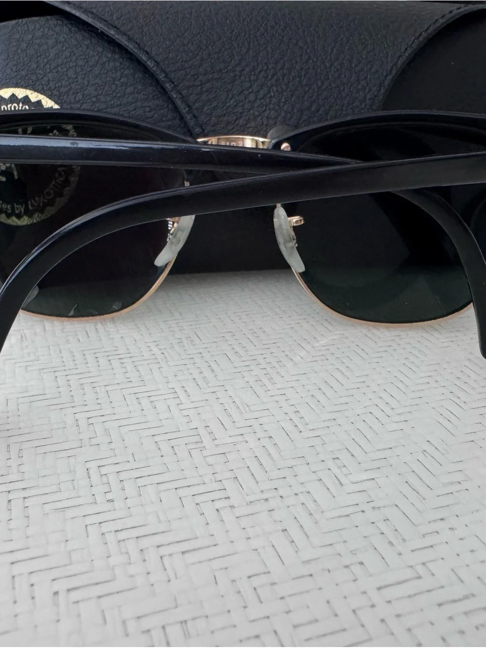 Ray-Ban Clubmaster Black Frame Sunglasses with Gold Hinges - Picture 6 of 6